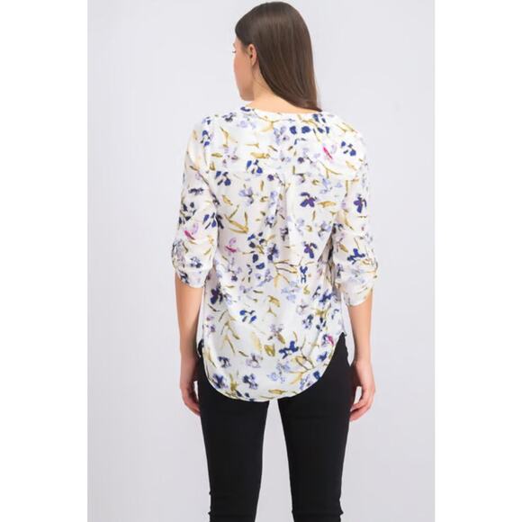 Daniel Rainn Floral V Neck Flowy Hi Low Top size Small - Picture 2 of 10